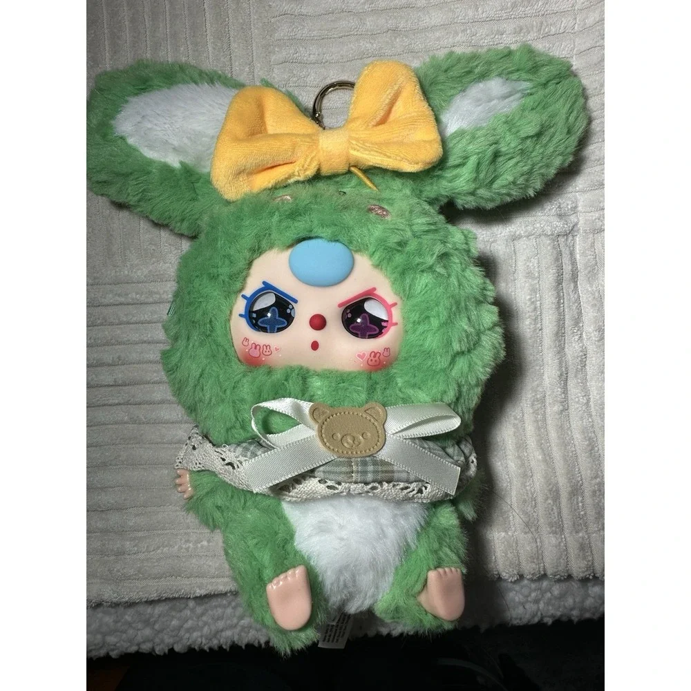 Authentic BABY THREE Lily Rabbit Town V2 Green Special Bunny Cheek Plush Pendant